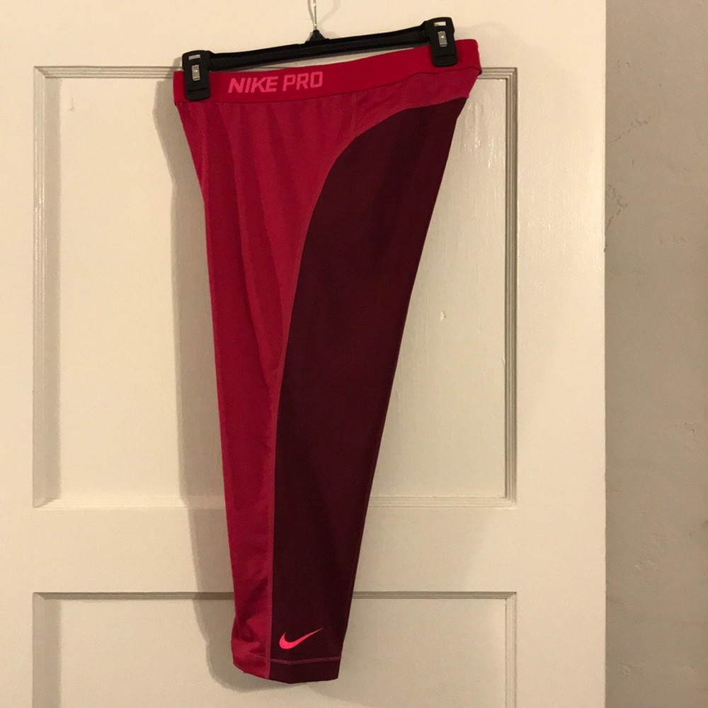 Pink two tone Nike Dri Fit workout crops